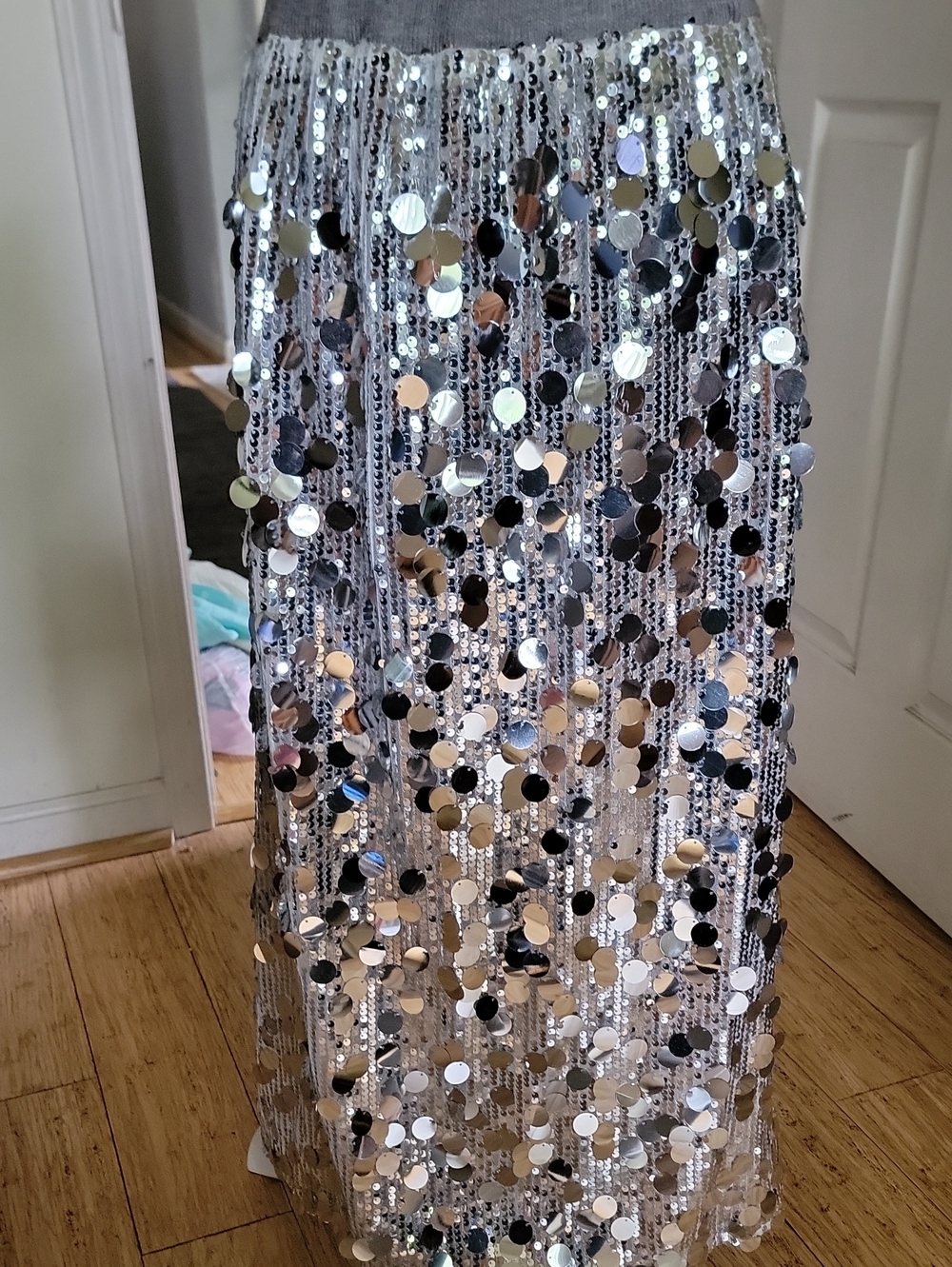 Chickme Silver Sequin Skirt – Sparkling Evening Skirt